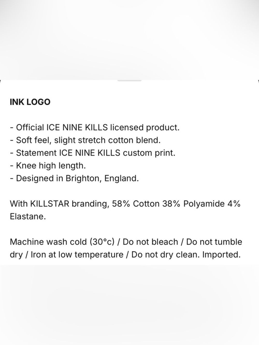 Killstar x Ice Nine Kills Ink Logo Knee High Socks Goth Emo NWT - Picture 3 of 3